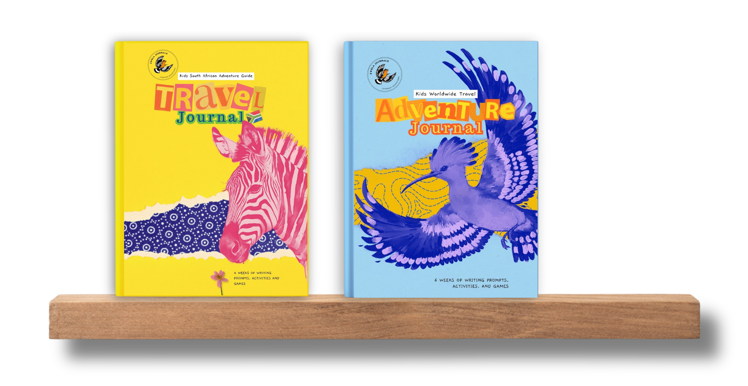 Our journals on the shelf, Travel Journal and Adventure Journal