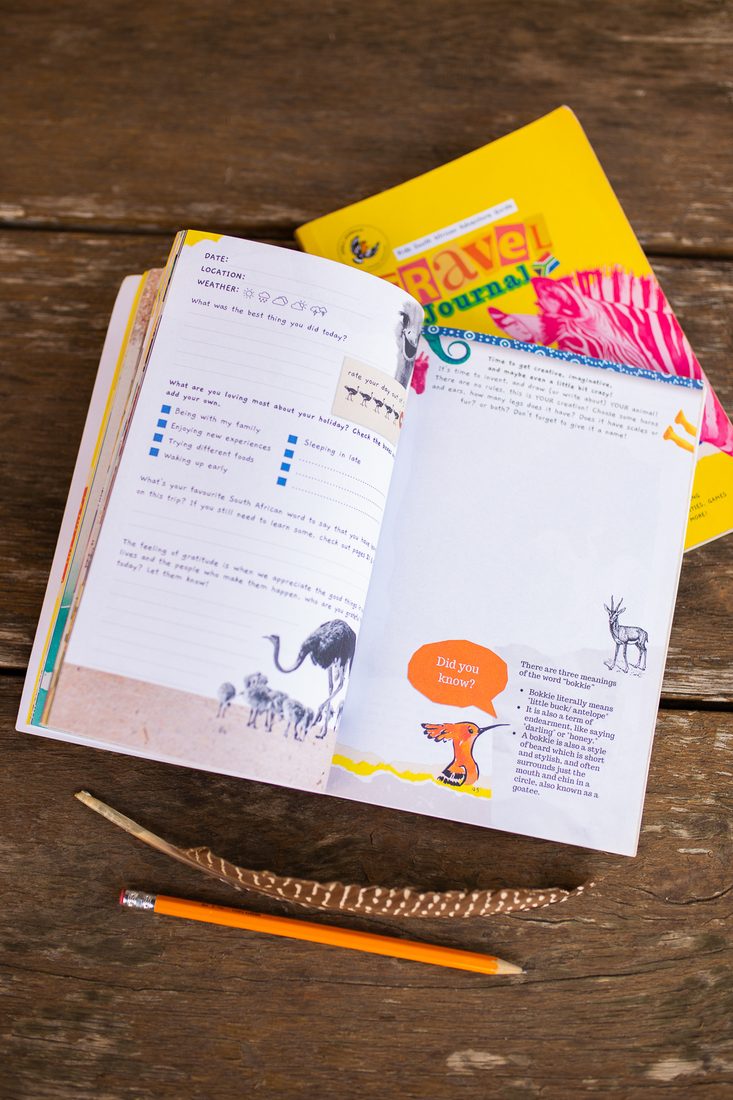 Writing prompts and wildlife facts inside the South African Travel Journal