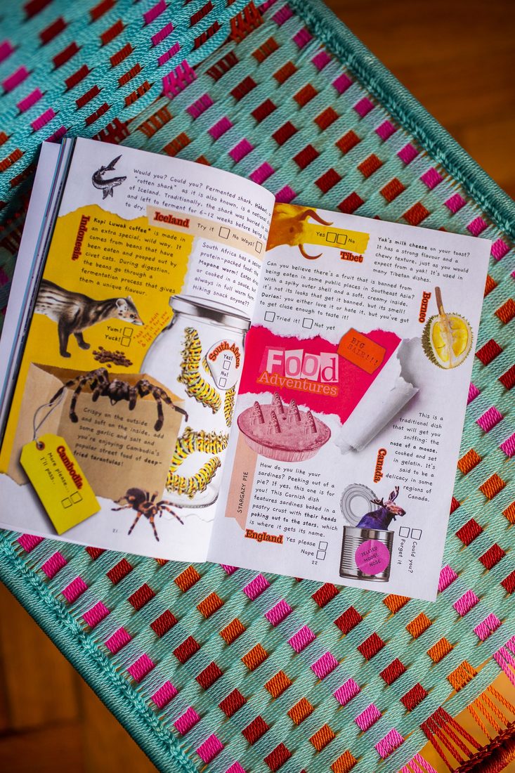 An open food adventures spread inside the Worldwide Adventure Journal