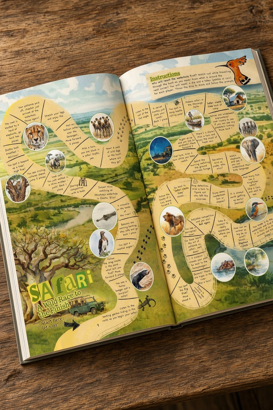 Safari games and activity pages inside the journal