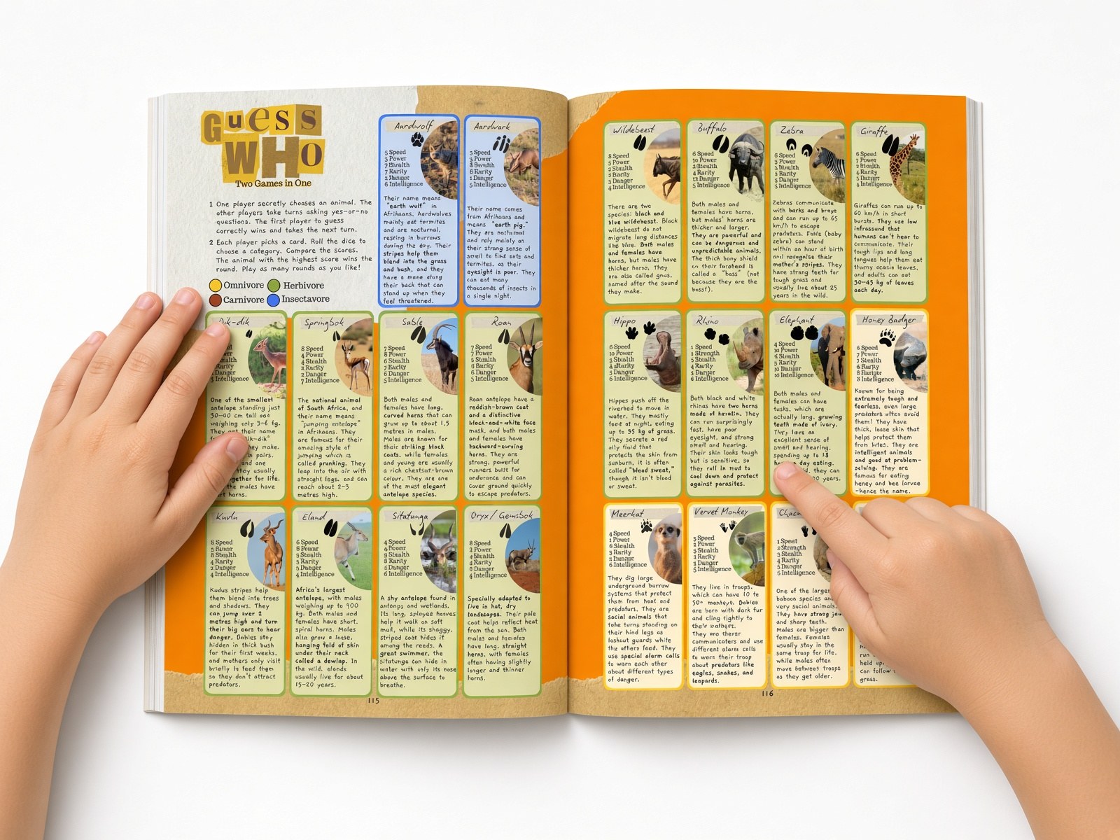 Wildlife checklist and animal identification pages from the kids safari journal