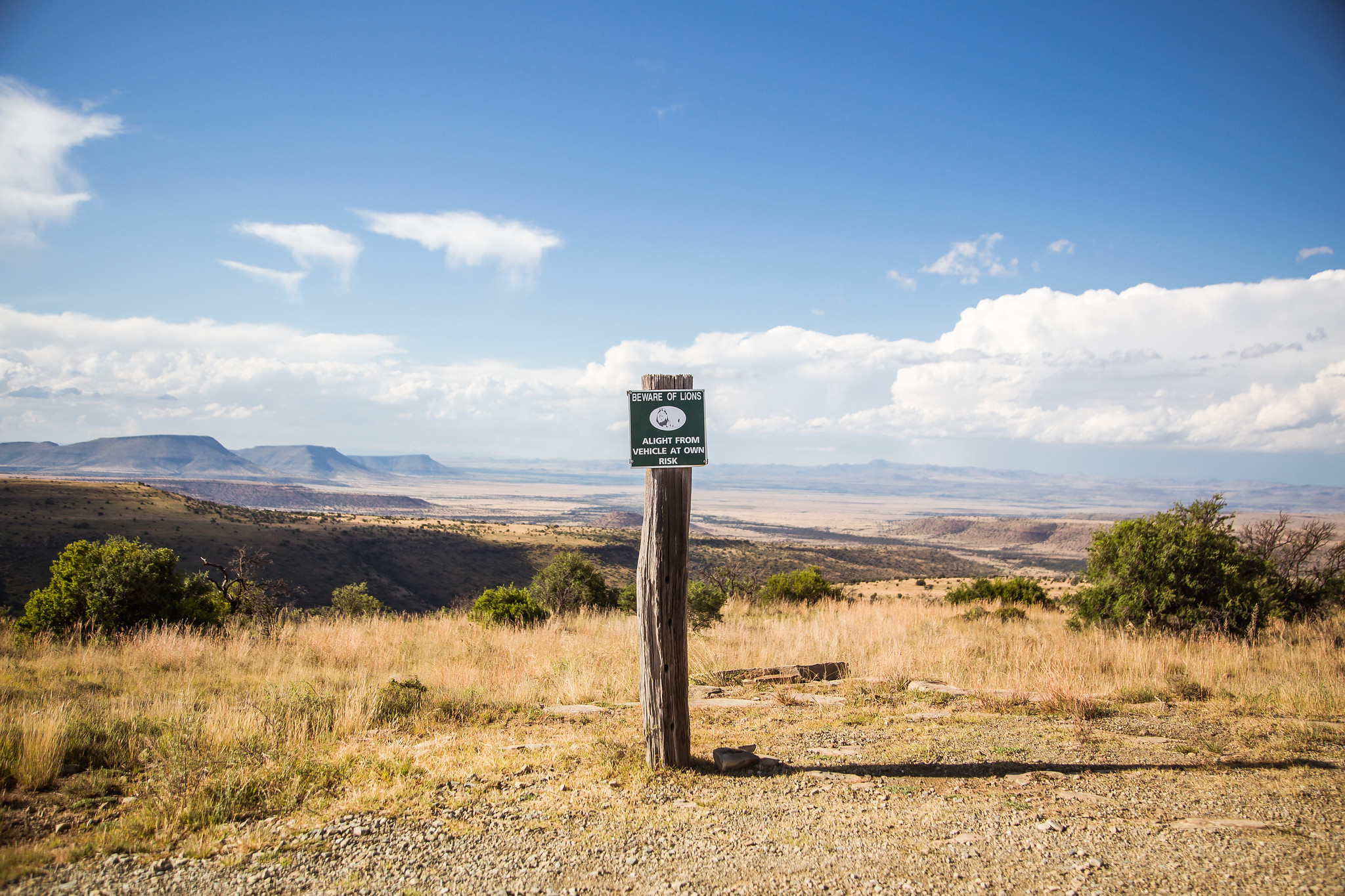 Wildlife warning sign in a South African national park